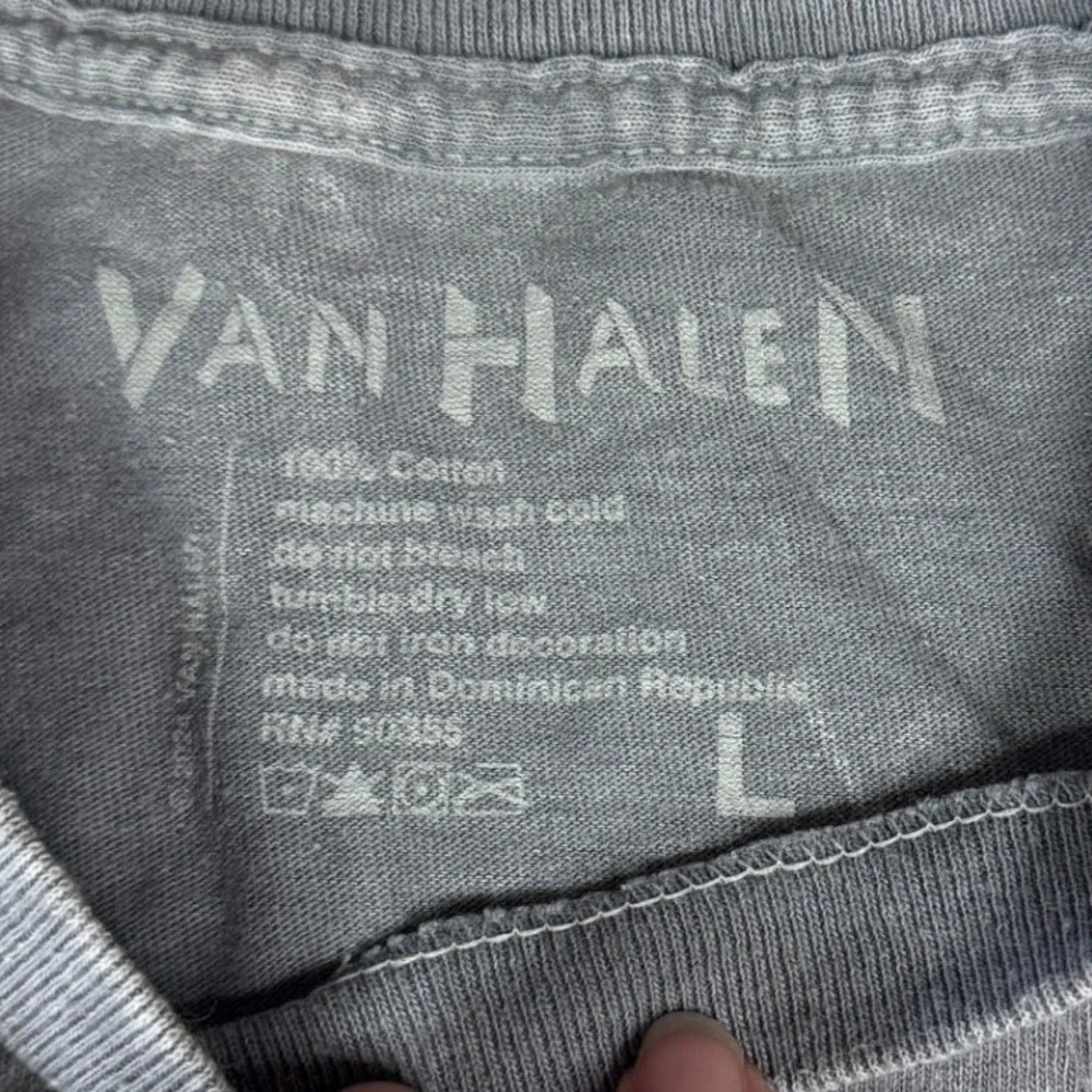 Van Halen Mens Pin Up Girl Motorcycle Graphic‎ T-Shirt Gray Mineral Wash Large